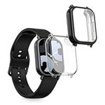kwmobile Case Compatible with Xiaomi Redmi Watch 5 Lite Case - 2X TPU Silicone Fitness Tracker Cover - Transparent/Black