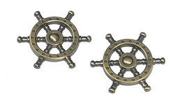 Incognito Pirate Ship Wheel Emblem Sticker for All Cars, Metal (Bronze)