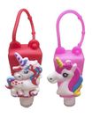 AMB Empty Mixed Kids Hand Sanitizer Travel Size Holder Keychain Carrier, Flip Cap Reusable Empty Portable Bottles(Unicarn) Pack of 2