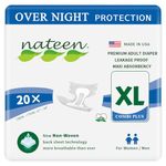 Nateen Combi Maxi Adult Diapers, Unisex Disposable Incontinence Briefs with Tabs for Men and Women,Maximum Absorbency Diaper, Heavy Overnight Leak Protection. Extra-Large, 20Count