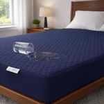 MY ARMOR Mattress Protector King Size | Waterproof Cotton Quilted Bed Protector King Size, 78x72 Inch | Breathable Noiseless Ultra Soft Fitted Cover with Elastic Skirting, (6.5x6 ft) – Navy Blue