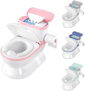 CheerTry 2-in-1 Toddler Potty Training Toilet - Larger Potty Chair & Detachable Training Seat for Boys & Girls Ages 1-3 with Flushing Sound, Wipes Storage, Toilet Paper Holder - Pink