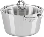 Viking Culinary Contemporary 3-Ply Stainless Steel Dutch Oven, 5.2 Quart, Includes Glass Lid, Dishwasher, Oven Safe, Works on All Cooktops including Induction