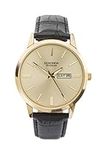 Sekonda Classic Mens 40mm Quartz Watch in Gold with Analogue Day/Date Display, and Black Leather Strap 1838.