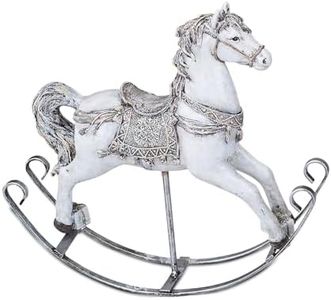 Formano Decorative Rocking Horse Winter Time Figurine 21 cm Nostalgic Christmas Decoration Detailed Metal Blades for Secure Stand