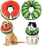 Protective Inflatable Recovery Cone Collar for Small Medium Large Dog, Soft E-Collar Dog Watermelon Donut Cone Alternative After Surgery for Dogs Cats (Melon-S(Neck 7.09''-11.9''))