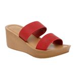 BELLA by Labella Women Fashion Wedge Slip On Red Sandal | Durable | Stylish | Comfortable and Slip Resistant | Lightweight and Breathable | 5 UK