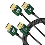 Thsucords Thin HDMI to HDMI Cable 16FT/5M 2 Pack, Ultra Slim & Flexible HDMI Cord Supports High Speed 4K@60Hz 18gbps 2160p 1080p