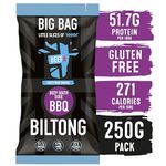 BEEFit Biltong Beef Jerky Big Bag - Healthy High Protein Snacks, Gluten Free and Keto Friendly Snack - Perfect for On-the-Go or Fitness Enthusiasts (BBQ, 250g)