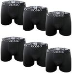 Channo Lycra Seamless Plain Boxer Shorts, Pack of 6 Black, 5X-Large