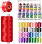 72Pcs All Purpose Sewing Thread Kit with Class 15 / 15J Prewound Bobbins, 36 Colors 40WT 400 Yards/Spool Sewing Thread, AAA-Grade Polyester Sewing Machine Threads for Sewing Embroidery Quilting