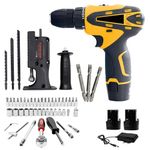 MLD 12v Cordless Drill With Combo Jig saw Attachment for drill machine,cordless,screwdriver machines Extra 50pcs Accessories Tool Kit set JR-511 (12v/1350 Rpm/Multicolor)