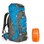 NACATIN Hiking Backpack, 60L Large Rucksack for Men Women, Tear and Water-resistant Ideal for Camping Trekking Travel Outdoor (Blue)