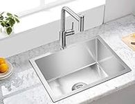 ROVATE Undermount Kitchen Sink Single Bowl,18 Gauge Stainless Steel Laundry and Utility Sink, 19.6"L x 15.7"W x 8.6"D Both Topmount and Undermount