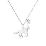 TINGN Girls Horse Necklace, Dainty Horse Jewelry E Initial Necklace My Little Pony Pendant Silver Plated Horse Pendant Necklace for Cowgirl Teen Girls Equestrian Birthday Gifts for Girls Jewelry