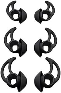 Adhiper QC/Sport Silicone Ear Plugs Compatible with Bose QuietComfort/Bose Sport Wireless in-Ear Headphones, S M L 3 Pairs of Silicone Replacement Ear Plugs (Black)