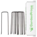 GardenPrime 200 pack Anti-Rust Galvanised Garden Ground Pegs U-Shaped Metal Stakes Staples Pins for Securing Membrane/Weed Control Fabric/Fleece/Artificial Grass/Netting/Matting(200, 4"/100mm length)