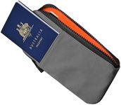 ALPAKA Zip Travel Wallet Grey Axoflux 210D - RFID Passport Holder, Self Locking Zipper Travel Wallet Tear Resistant Material, 4 Pockets and 2 Card Slots - HUB Accessories Compatible