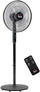 HOMCOM 16" Pedestal Fan with Remote Control, Height Adjustable, Tilted Head, Timer, Oscillating Standing Fan, Stand Floor Fans for Bedroom, Black