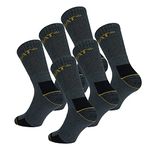 Caterpillar 6 pairs Men's Work Socks Accident Prevention Reinforced on Heel and Toe with Reinforced Weft Cotton Terry (Grey, 11-14)