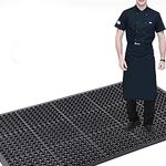 BWKJMY Commercial Rubber Floor Mat, 90 x 210cm Outdoor Entrance Rubber Mats, Anti-Fatigue Drainage Rubber Matting Heavy Duty Non-Slip Floor Mats for Industrial Kitchen Restaurant Bathroom Use