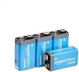 Amazon Basics 4-Pack 9 Volt Lithium