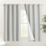 PONY DANCE Full Blackout Curtains - Grey Linen Curtains Energy Saving Thermal Curtains with White Liner Privacy Protected Noise Reduction Window Treatment Panels, 46 x 54 Inch, 2 Panels