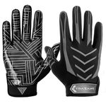 Trazant American Football Gloves, Adult & Youth Super Sticky Silicone Palm Football Receiver Gloves (Black, Youth XS/S)