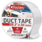 XFasten Super Strong Duct Tape, White, 3" x 30 Yards, Waterproof Duct Tape for Outdoor, Indoor, School and Industrial Use