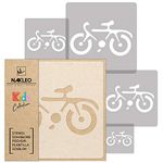 NAKLEO 5 pcs Reusable Plastic Stencils - Bicycle Bike Mount - 34x34cm to 9x9cm - Pattern Children Kids Painting Template Room Decor - Craft DIY Wall Furniture