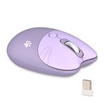 Cute Cat Wireless Mouse, Silent Mouse, 2.4G Wireless Mice, Candy Colors, Kawaii Mouse for Girls and Kids (Purple)