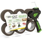 brackit Tape Gun, Brown 48mm x 66m, Pack of 6 Rolls – Strong Heavy Duty Packing Tape for Regular Use or Moving – Easily Seals Your Parcels and Boxes - Packaging Tape Dispenser