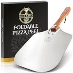 Deer & Oak Wooden Pizza Peel 12 Inch - Premium Food Grade Aluminium Pizza Paddle 12 Inch - Pizza Turning Peel - Ideal to use with Any Pizza Oven - Foldable for Easy Storage - Pizza Oven Accessories