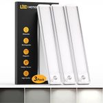 3 Pack Motion Sensor Lights Indoor - Kitchen Lights Under Cabinet Led, 1800mAh Rechargeable Lights, Dimmable & Magnetic Wireless Under-Counter Lighting for Cupboard|Shelf|Wardrobe|Stairs, 25CM
