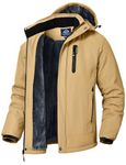 donhobo Men's Winter Waterproof Hiking Jackets,Men Snow Skiing Jackets,Outdoor Fleece Walking Snowboarding Jacket Coat Khaki M