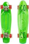 Ridge Skateboards Complete Blaze 22" Mini Cruiser Skateboard w LED wheels and transparent deck