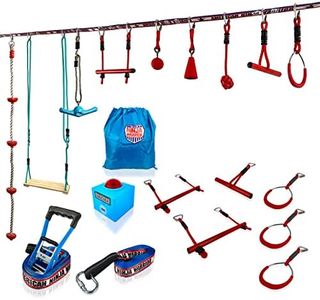 American Ninja Warrior 40' Extreme Ninjaline Kit w/ 15ft Extension Line - Includes 15 Attachments Obstacle Course Set - Build Your Very Own Backyard Course - Rated Ages 5+