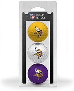 Team Golf NFL Minnesota Vikings 3 Golf Ball Pack Regulation Size Golf Balls, 3 Pack, Full Color Durable Team Imprint