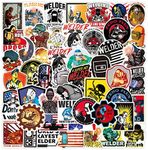 50PCS-Hard Hat Stickers Decals for Toolbox Helmet Hood, Funny Hardhat Stickers for Welder Electrician Firefighter Construction Union Military Lineman, Vinyl Stickers for Men-Welding