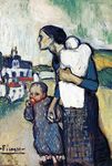 Tallenge - Pablo Picasso - The Mother Leading Two Children (La Madre Que Lleva A Dos Hijos) - Small Poster(Paper,12 x 17 inches, MultiColour)