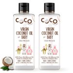 Virgin Coconut Oil for Baby Hair & Skin Massage | Cold Pressed & 100% Natural | Prevents Diaper Rash, Certified Organic (400ML(2 * 200ML))