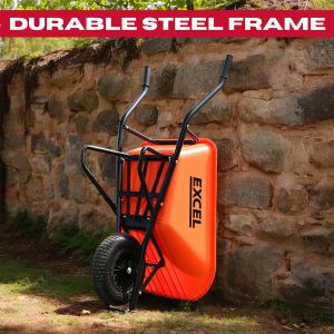 Excel Heavy Duty Wheelbarrow Cart – 100L HDPE Tray, 150kg Capacity