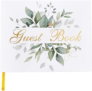 TRULIVA Wedding Guest Book - Guest Sign in Book - Wedding Reception Registry Book - Hard Cover, 7" x 9" (Eucalyptus Gold Foil, Book)