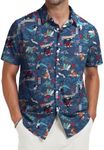 NUOKESASI Mens Casual Hawaiian Shirt,Short Sleeve Button Down Shirt,Printed Aloha Summer Beach Shirt, Blue Mermaid, X-Large