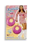 60s Earrings (Pink Glitter) Fancy Dress