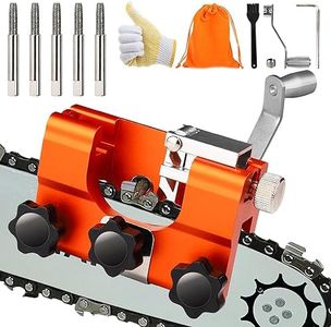 CONGDAREN Chainsaw Sharpener, Portable Hand Crank Tool with 5 Sharpening Rods, Storage Bag, Gloves & Cleaning Brush - Chainsaw Sharpening Jig Kit for Chain Saw and Electric Saw