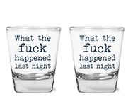 What The F*** Happened Last Night- Funny Shot Glass for Party Drinkers - 1.75 oz Shot Glass Set (2)