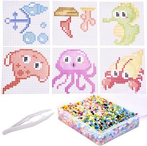 Neliblu Fuse Beads Kit - 5000 Melting Beads in 18 Colors - DIY Sea Bead Art Set - Comes with 1 pegboard, 12 idea Papers, a tweezer, and 1 Ironing Paper - 100% Non-Toxic Food Grade Plastic