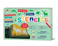 Buddy & Barney Stencils for Kids - Big Box of Animals 32 Piece Stencil Set for Kids | Large Stencils Kit Including 5 Stencils, 6 Pencils & 20 Sheets of Paper | Over 150 Stenciling Shapes