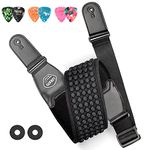 LEKATO Bass Strap for Bass and Guitar(Heavy instruments) 3.5" Wide 3D Sponge Filling & Neoprene Material Adjustable Length from 45" to 55" with Pick Holder 2 Safety Strap Locks + 6 Picks.